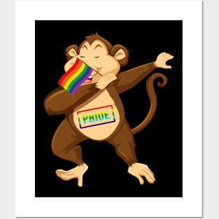 Funny Monkey Dabbing Pride LGBT Gay Be Lesbian Posters and Art